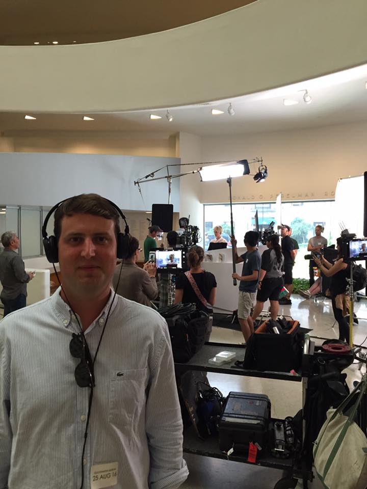 Ben on the set of his new feature film in the Guggenheim Museum.