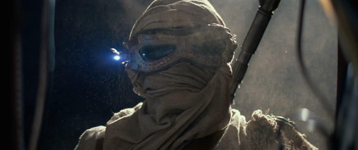 Rey with eyewear - the first image of the Star Wars: The Force Awakens trailer © 2014 Lucasfilm Ltd. & TM. All Right Reserved..
