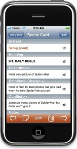 The top of a scene card for Spider-Man 2 on the iPhone screen