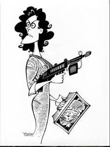 Jeff York's fine caricature of Sigourney Weaver in "Alien"